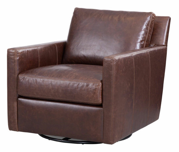 Nathan "Quick Ship" Swivel Track Arm Leather Chair