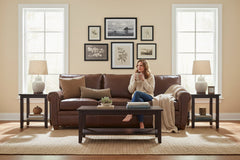 Rockefeller XL 96 Inch 8-Way Hand Tied Traditional Leather Pillowback Sofa - Unwind In A Sanctuary Of Comfort And Unmatched Quality