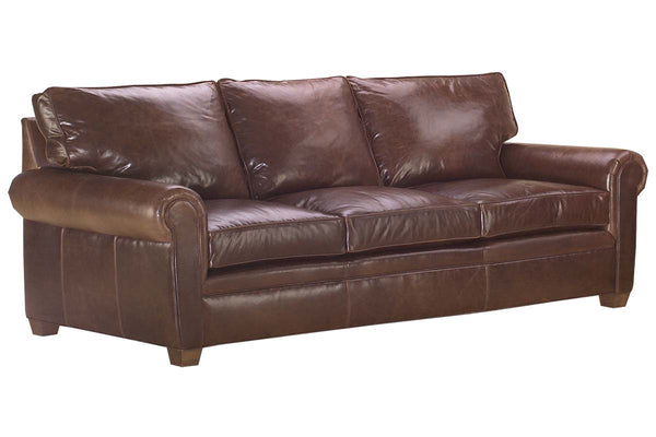 Rockefeller Traditional Leather Pillowback Sofa