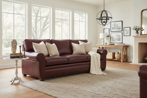 Rockefeller XL 96 Inch 8-Way Hand Tied Traditional Leather Pillowback Sofa - Unwind In A Sanctuary Of Comfort And Unmatched Quality
