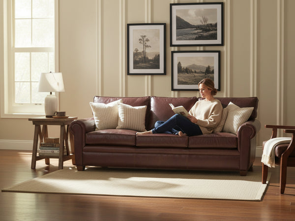 Rockefeller XL 96 Inch Traditional Leather Pillowback Sofa - Unwind In A Sanctuary Of Comfort And Unmatched Quality