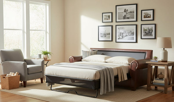 Rockefeller Classic 8-Way Hand Tied Rolled Arm Leather Sofa Collection