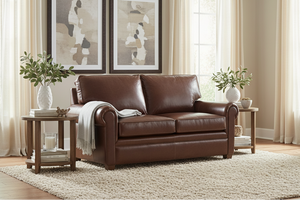 Rockefeller Traditional 8-Way Hand Tied Leather Loveseat