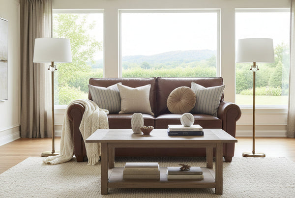 Rockefeller Traditional 8-Way Hand Tied Leather Loveseat