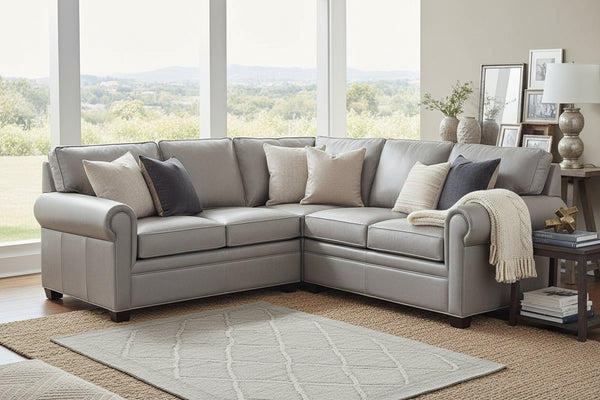 Rockwell Traditional Three Piece Leather Sectional (As Configured)