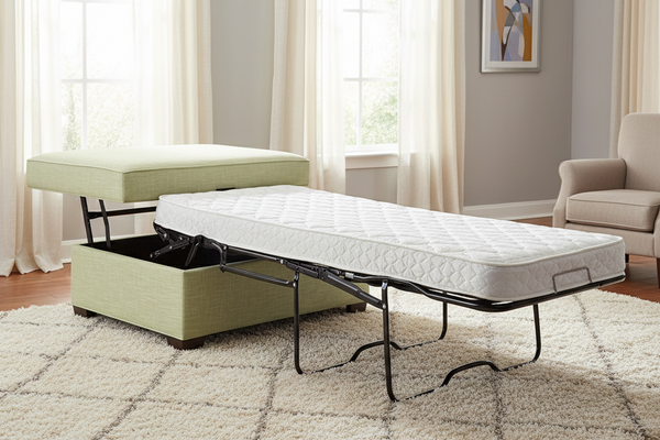 Rory Fabric Upholstered Twin Size Sleeper Ottoman