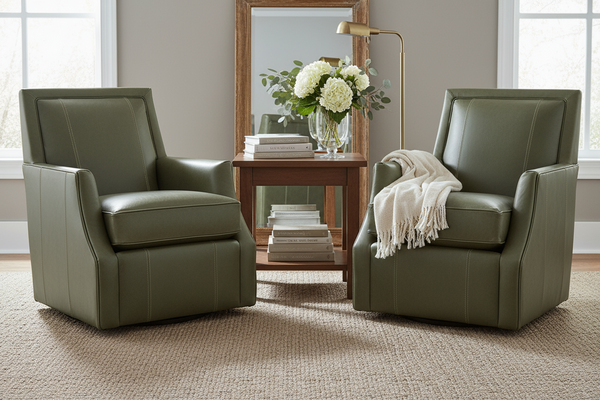 Ryan Leather Tight Back SWIVEL Accent Chair