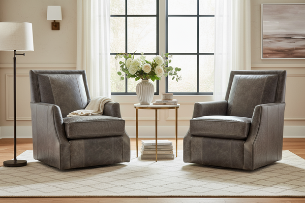 Ryan Leather Tight Back SWIVEL/GLIDER Accent Chair