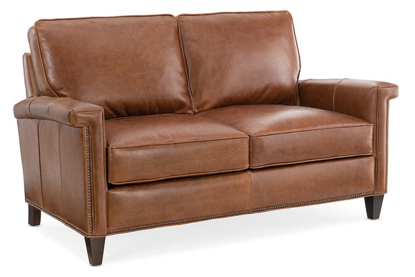 Ryder Transitional Pillow Back Leather Loveseat