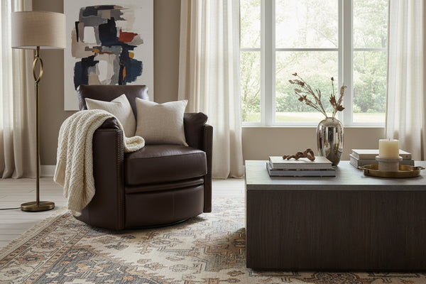 Ryland Barrel Back SWIVEL Leather Recliner