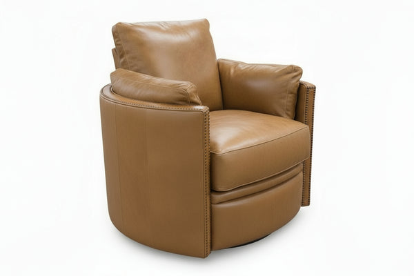 Ryland Barrel Back SWIVEL Leather Recliner