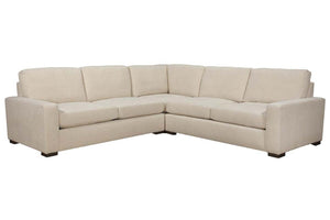 Sadie Cream "Quick Ship" Three Piece Pillow Back Sectional (As Configured)