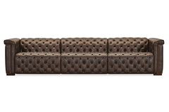 Savion Saddlewood Chesterfield 126 Inch "Quick Ship" Wall Hugger Power Reclining Sofa