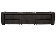 Savion Gravel Chesterfield 124 Inch "Quick Ship" Wall Hugger Power Leather Reclining Sofa