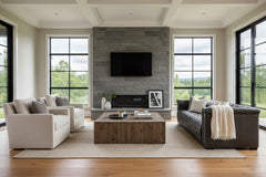 Savion Gravel Chesterfield 124 Inch "Quick Ship" Wall Hugger Power Leather Reclining Sofa