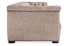 Image of Savion Taupe Chesterfield 124 Inch "Quick Ship" Wall Hugger Power Leather Reclining Sofa