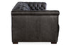 Image of Savion Gravel Chesterfield 124 Inch "Quick Ship" Wall Hugger Power Leather Reclining Sofa
