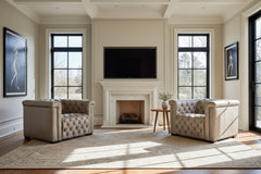 Savion Taupe Leather "Quick Ship" Chesterfield Recliner