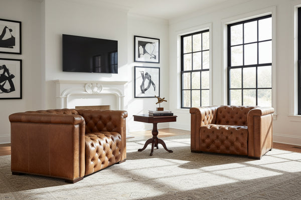 Savion Coin "Quick Ship" Leather Living Room Furniture Collection