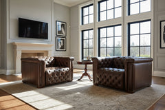 Savion Saddlewood Leather "Quick Ship" Chesterfield Recliner