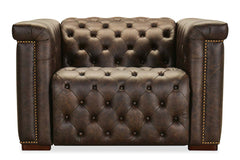 Savion Saddlewood Leather "Quick Ship" Chesterfield Recliner