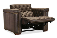 Savion Saddlewood Leather "Quick Ship" Chesterfield Recliner
