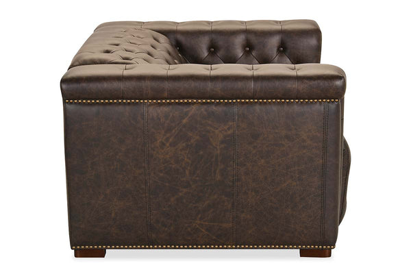 Savion Saddlewood Leather "Quick Ship" Chesterfield Recliner