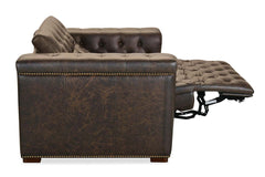 Savion Saddlewood Leather "Quick Ship" Chesterfield Recliner