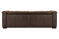 Savion Saddlewood Chesterfield 89 Inch "Quick Ship" Wall Hugger Power Leather Reclining Sofa