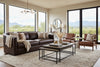 Image of Savona 96 Inch Transitional Barrel Back Leather Track Arm Sofa