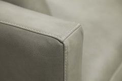 Savona 96 Inch Transitional Barrel Back Leather Track Arm Sofa