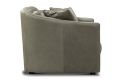 Savona 96 Inch Transitional Barrel Back Leather Track Arm Sofa