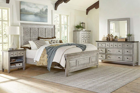 Sawyer Queen Or King Decorative Tile Wood Panel Bed "Create Your Own Bedroom" Collection