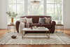 Sebastian 84 Inch Distressed Leather Club Couch With Bold Arms