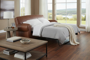 Sebastian 84 Inch 3 Cushion Distressed Leather Queen Sofa Bed
