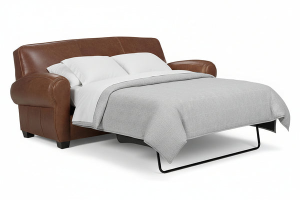 Sebastian 84 Inch 3 Cushion Distressed Leather Queen Sofa Bed