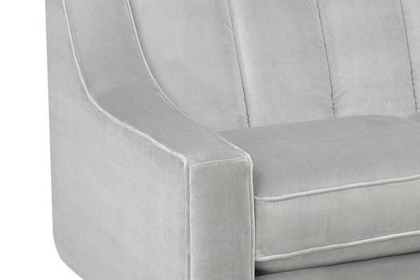 Serafina Modern 72 Inch 8-Way Hand Tied Three Seat Fabric Studio Sofa With Vertically Ribbed Back