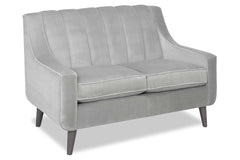 Serafina 58 Inch Modern Fabric 8-Way Hand Tied Loveseat With Vertically Ribbed Back