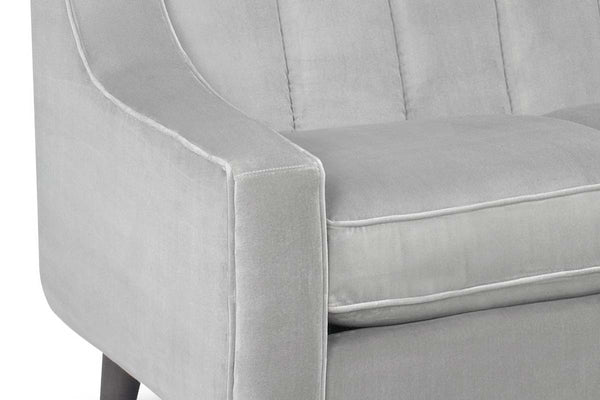 Serafina 58 Inch Modern Fabric 8-Way Hand Tied Loveseat With Vertically Ribbed Back