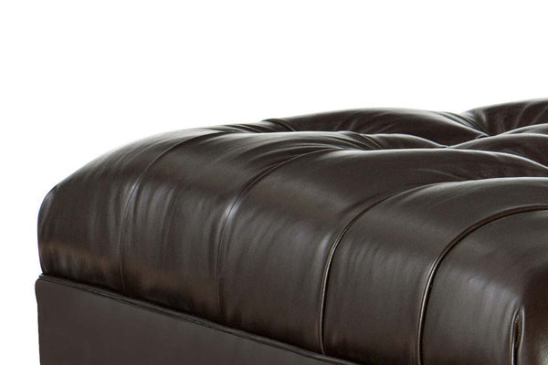 Seville 42 Inch Square Button Tufted Ottoman With Tapered Legs