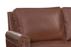 Shelley Chaps 95 Inch "Quick Ship" Traditional Top Grain Leather Pillow Back Sofa