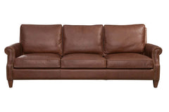 Shelley Chaps 95 Inch "Quick Ship" Traditional Top Grain Leather Pillow Back Sofa
