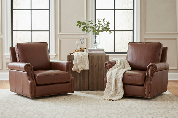 Shelley Chaps SWIVEL "Quick Ship" Traditional Top Grain Leather Pillow Back Chair