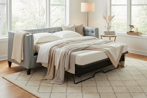 Sherwood 89 Inch Shelter Arm Queen Pull Out Sleeper Sofa