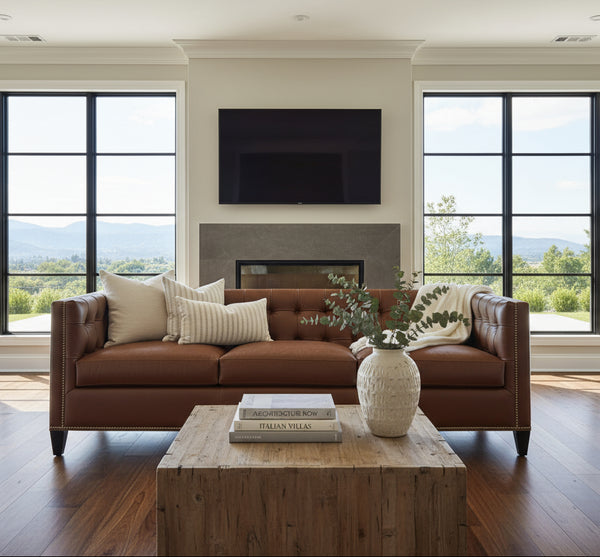 Sherwood 89 Inch Shelter Arm Tufted Sofa