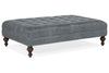 Image of Silas 60 Inch Rectangular Button Tufted Ottoman With Turned Legs