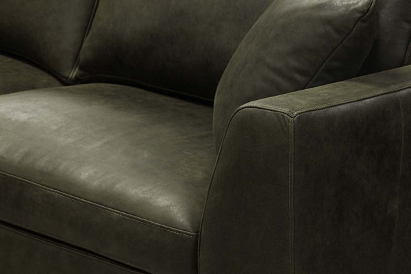 Simon Modern European Leather Track Arm Loveseat