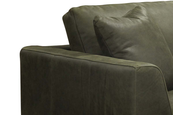 Simon Modern European Leather Track Arm Loveseat