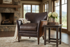 Image of Simpson Dark Brindle "Quick Ship" Brown Hair On Hide Leather Accent Chair