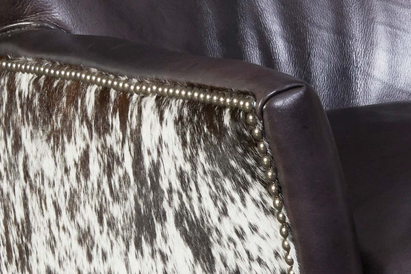 Simpson Legendary Graphite "Quick Ship" Salt & Pepper Hair On Hide Leather Accent Chair